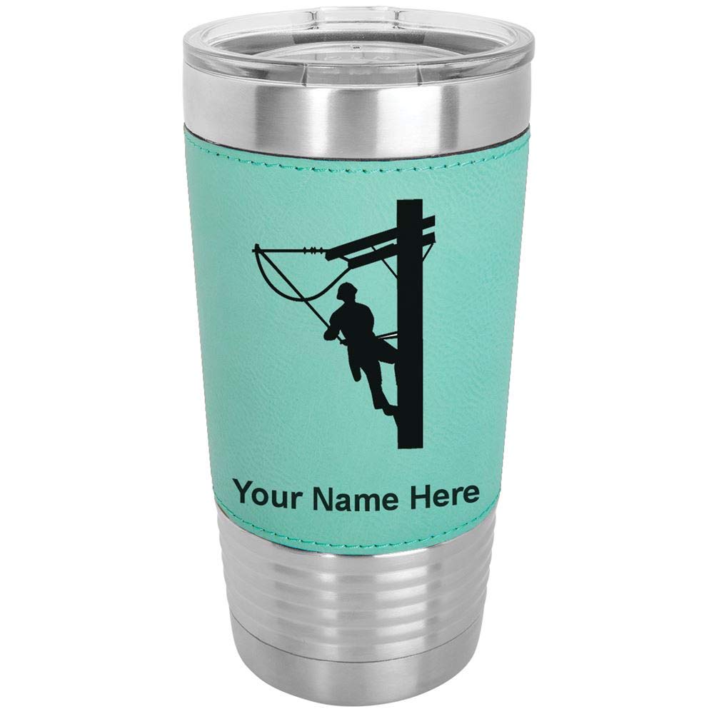 LaserGram 20oz Vacuum Insulated Stainless Steel Tumbler Mug with Lid - Personalized Engraving, Faux Leather Handle, Teal Color - Perfect for Coffee, Tea & Cold Drinks at Work, Gym or Outdoor Adventures