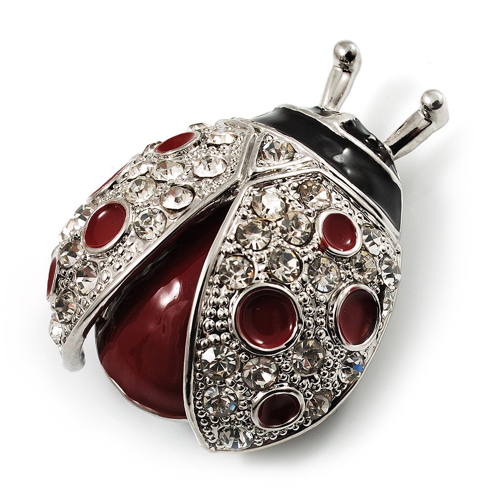 Vintage Red Enamel Ladybug Brooch with Silver Tone - Perfect for Women's Fashion Accessories, Gift Giving & Special Occasions