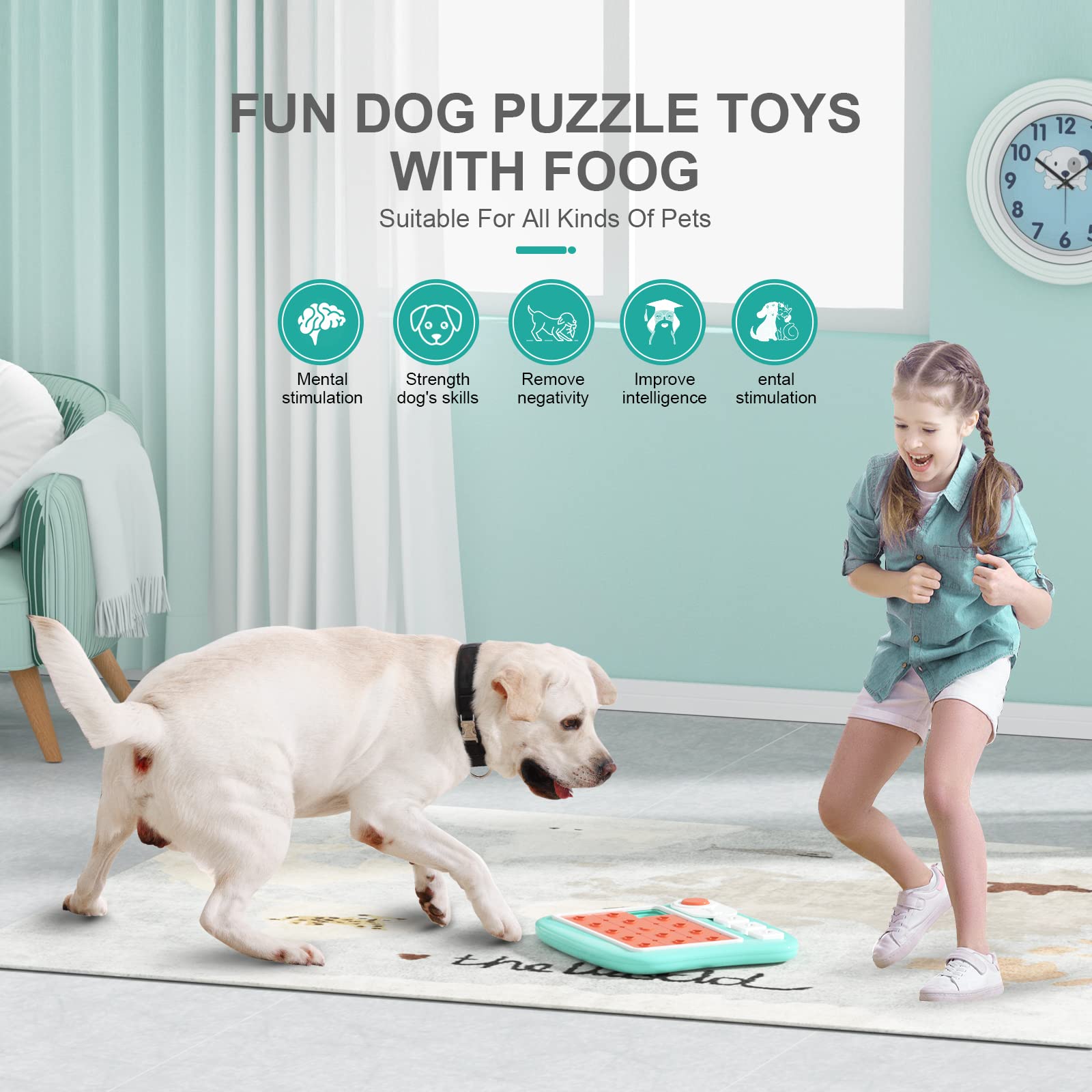 Interactive Dog Puzzle Toys for IQ Training & Mental Stimulation - Treat Dispensing Puzzle Game with Squeaky Design for Small, Medium & Large Dogs - Perfect for Boredom Relief & Indoor Playtime