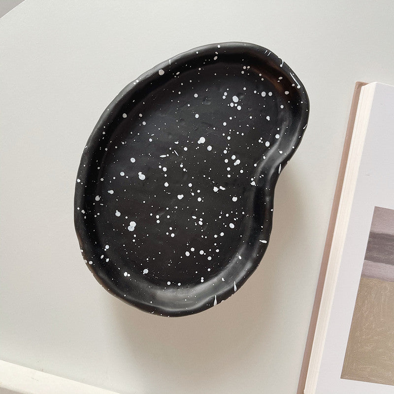 Ink Spots Footed Catch All Tray - Decorative Ceramic Trinket Dish for Keys, Jewelry & Coins | Perfect for Entryway, Bedroom & Bathroom Organization