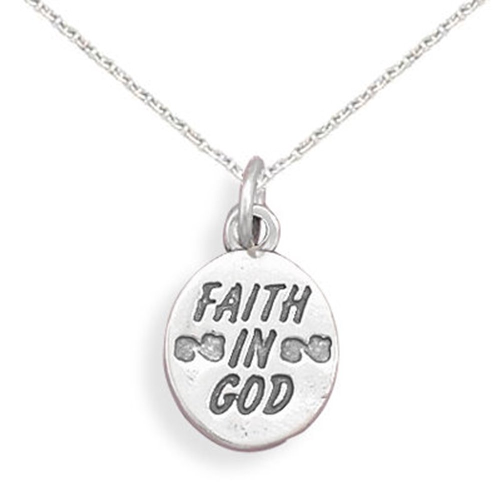 Faith in God Necklace - Sterling Silver Religious Pendant with Chain - Inspirational Jewelry for Church, Prayer & Daily Wear
