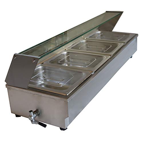 INTSUPERMAI Commercial 4-Pot Countertop Food Warmer - Bain Marie Buffet Steam Table for Soup, Steamer & Canteen Meals - 110V Electric Food Heater for Restaurants, Catering & Buffet Service