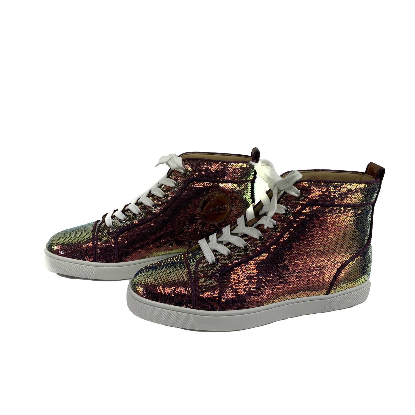 Christian Louboutin Iridescent Sequin High Top Sneakers - Women's Size 41 (US 8) | Glamorous Party & Evening Wear Fashion Shoes