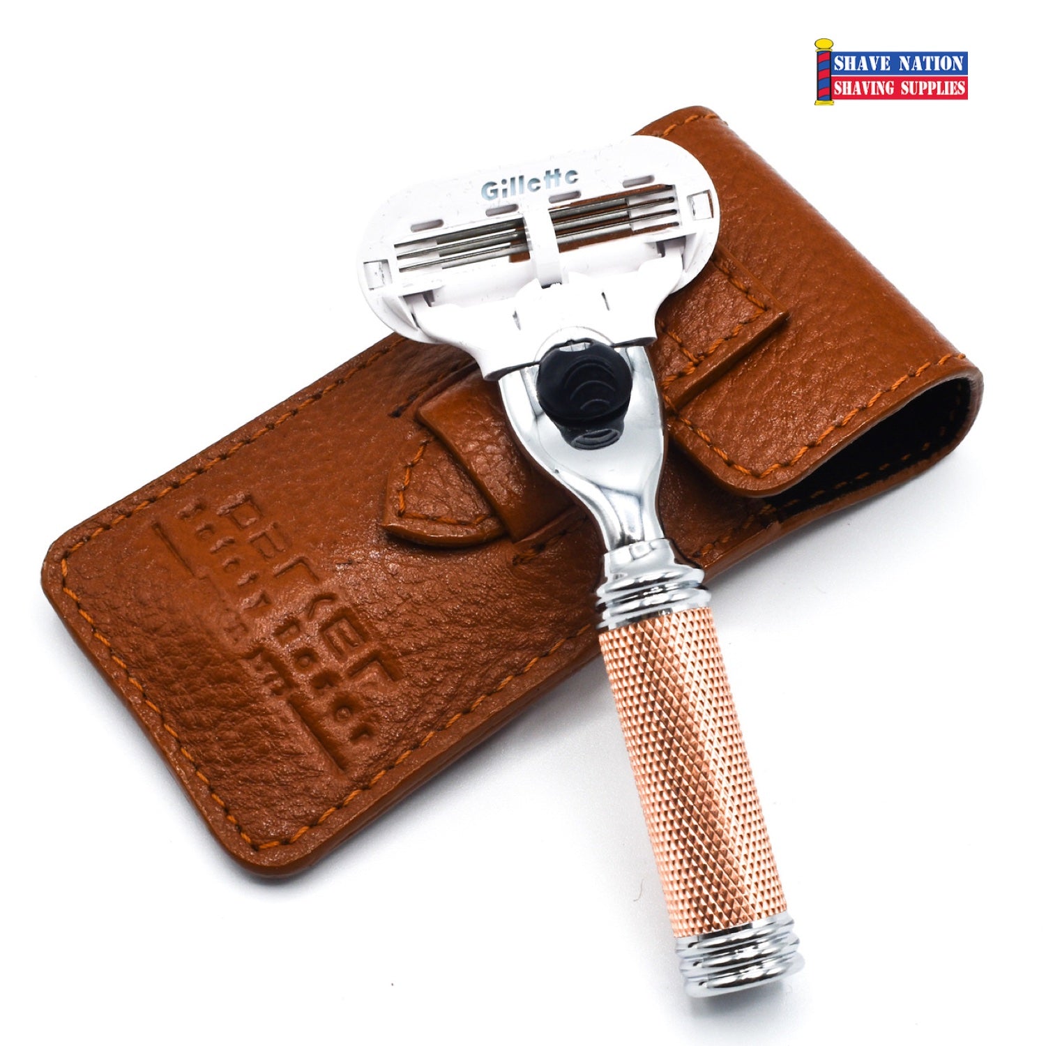 Parker Venus Compatible Travel Razor with Premium Leather Case - Perfect for Men's Grooming, Business Trips & Vacation Essentials