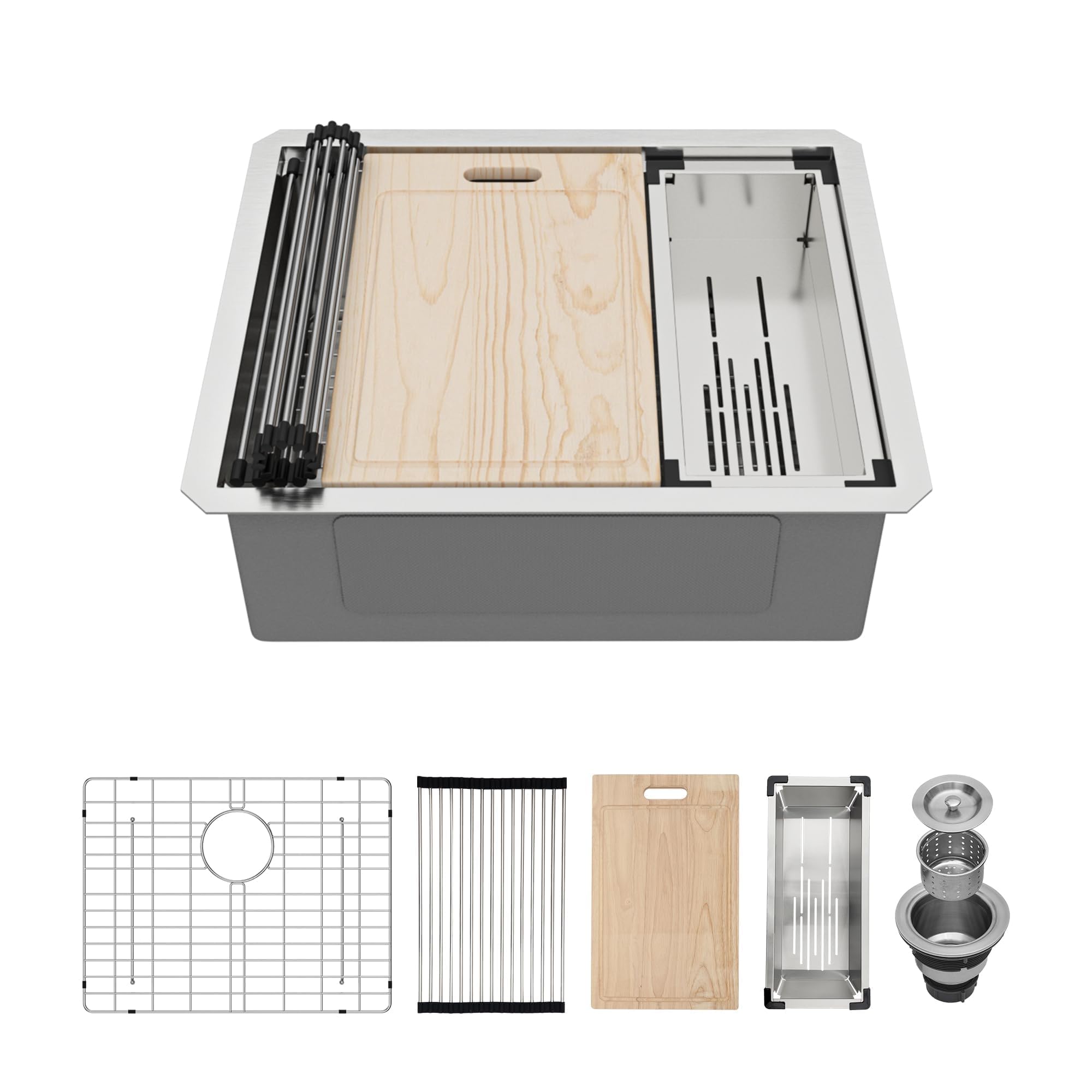 23x19 Inch Undermount Stainless Steel Single Bowl Kitchen Sink - Bar Prep Sink Basin for Home & Commercial Use - Perfect for Food Prep, Dishwashing & Bartending