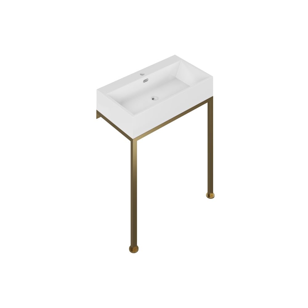 Concorde 30 Inch Modern Rectangle Bathroom Console Sink with Brushed Gold Legs - Perfect for Vanity, Powder Room, and Guest Bathroom Decor