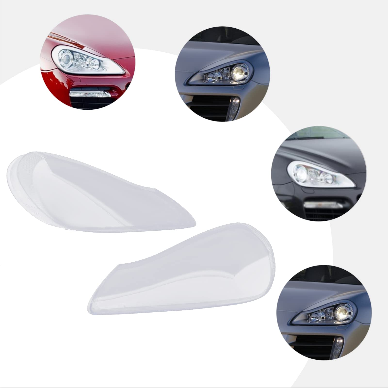 Porsche Cayenne 2008-2010 Headlight Lens Cover Pair - Transparent Headlamp Cover Shell - Perfect for Protection & Style Upgrade (Fits 2008, 2009, 2010 Models)