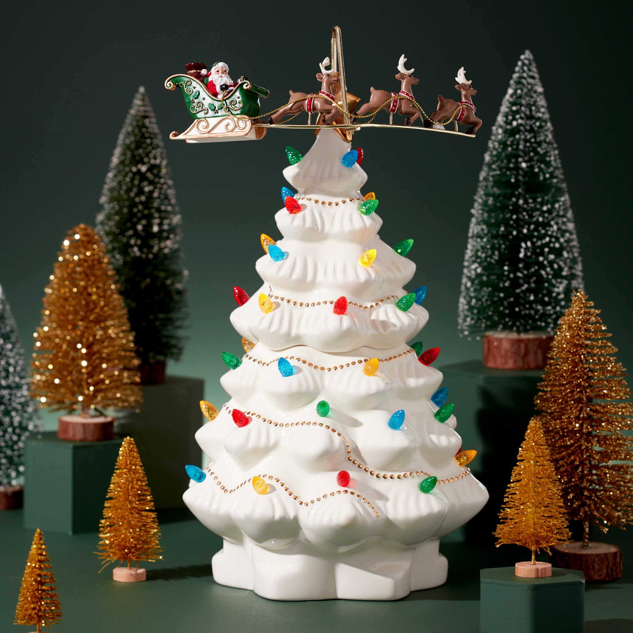 Christmas Tree with Santa Ornament - Festive Holiday Decor for Home, Office & Party | Treasured Traditions