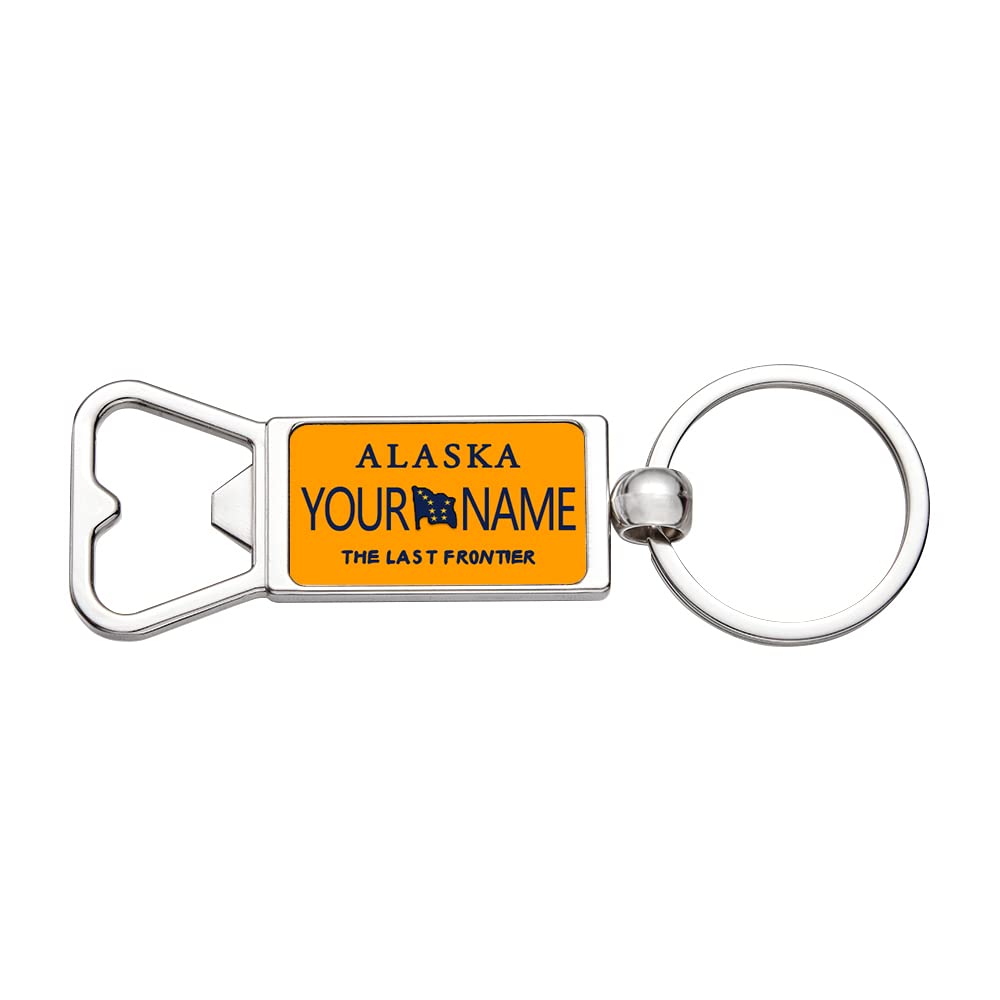 Customized Name Keychains - Personalized Bottle Opener & American License Plate Design - Ideal for Travel Souvenirs, Gifts, and Everyday Use