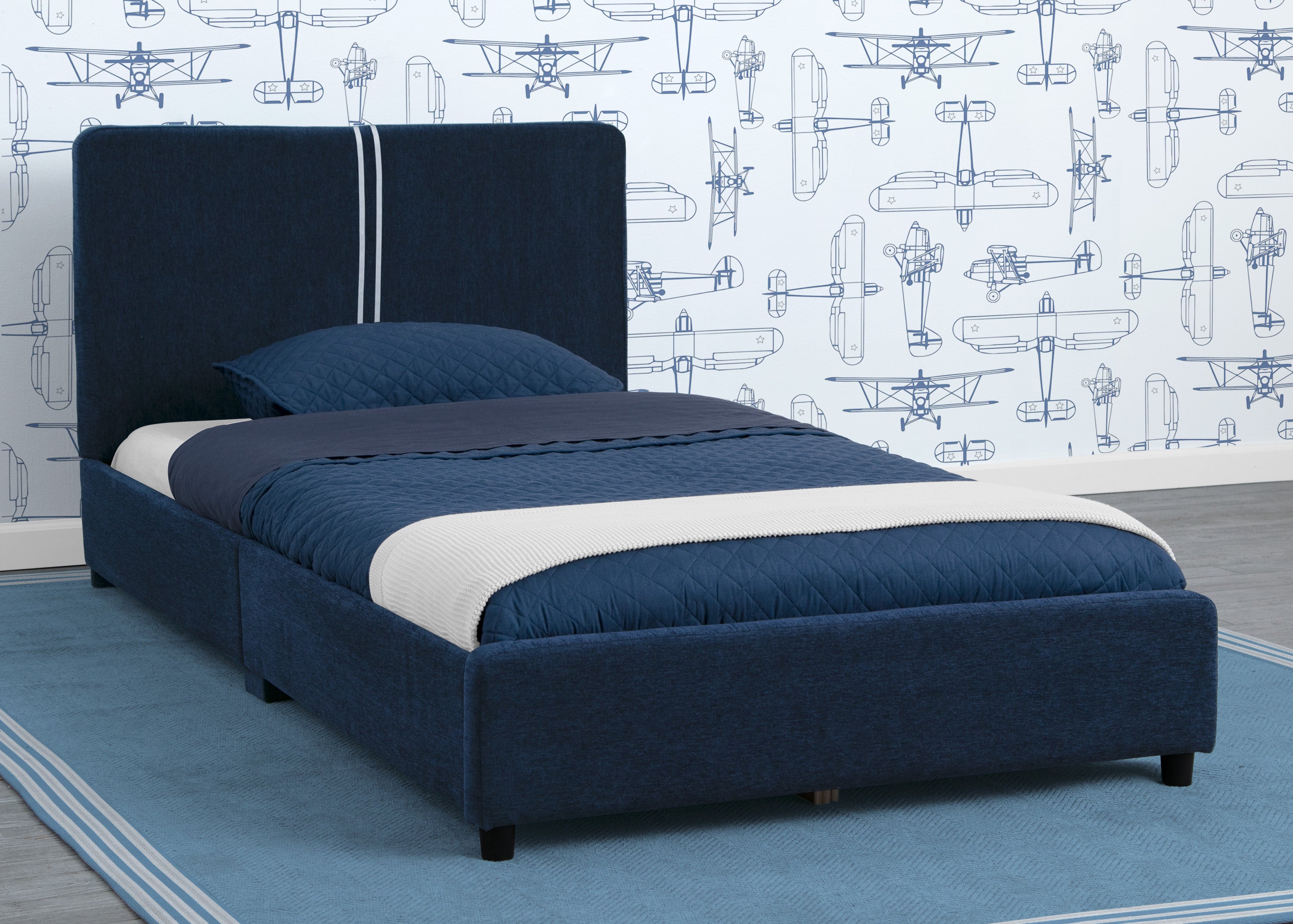 Upholstered Twin Bed with Headboard - Soft Fabric Bed Frame for Kids & Teens - Perfect for Bedrooms, Dorms & Guest Rooms