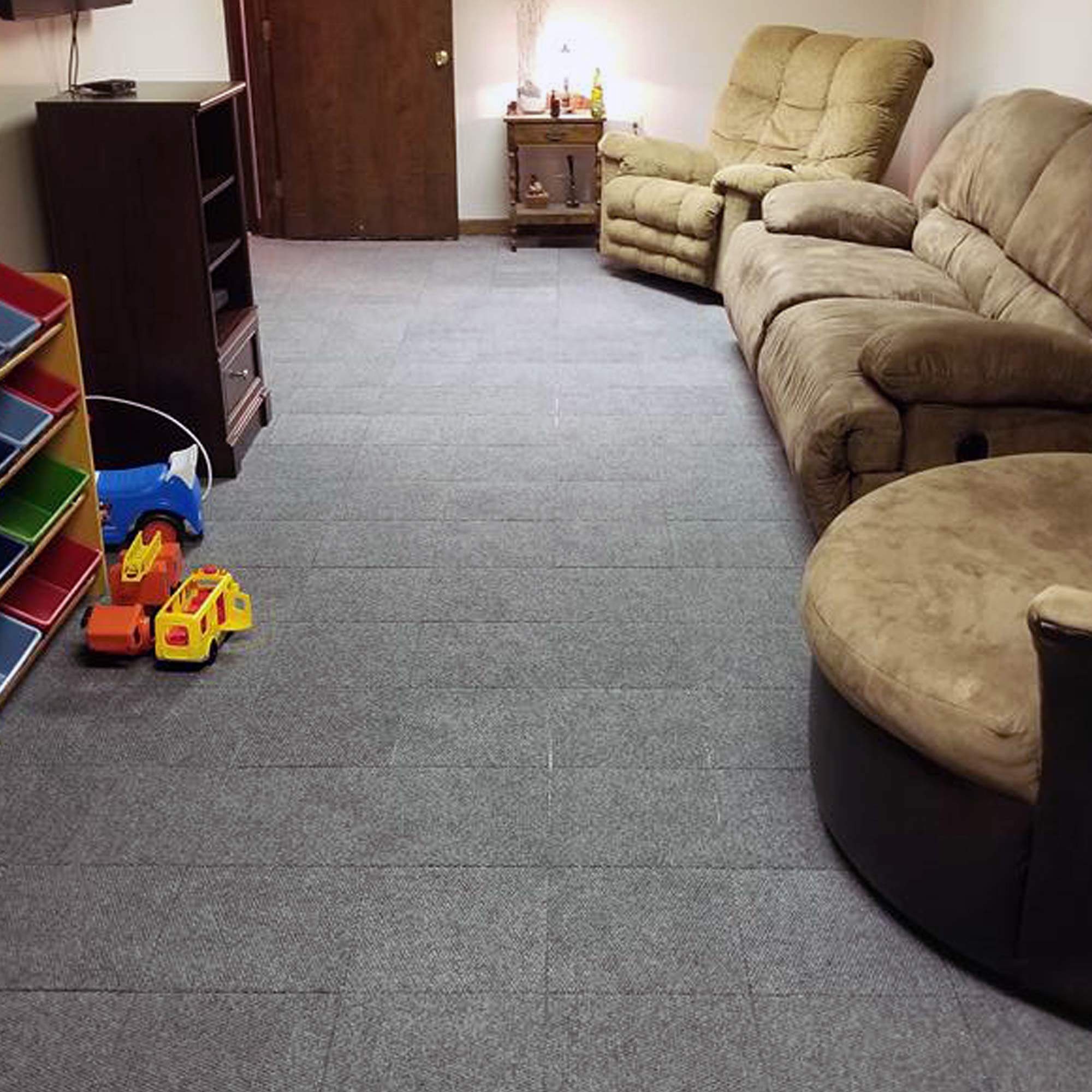 Greatmats Interlocking Carpet Tiles 1x1 Ft Modular Flooring - 20 Pack Gray Square Tiles for Home Gym, Office, Basement & Playroom Flooring