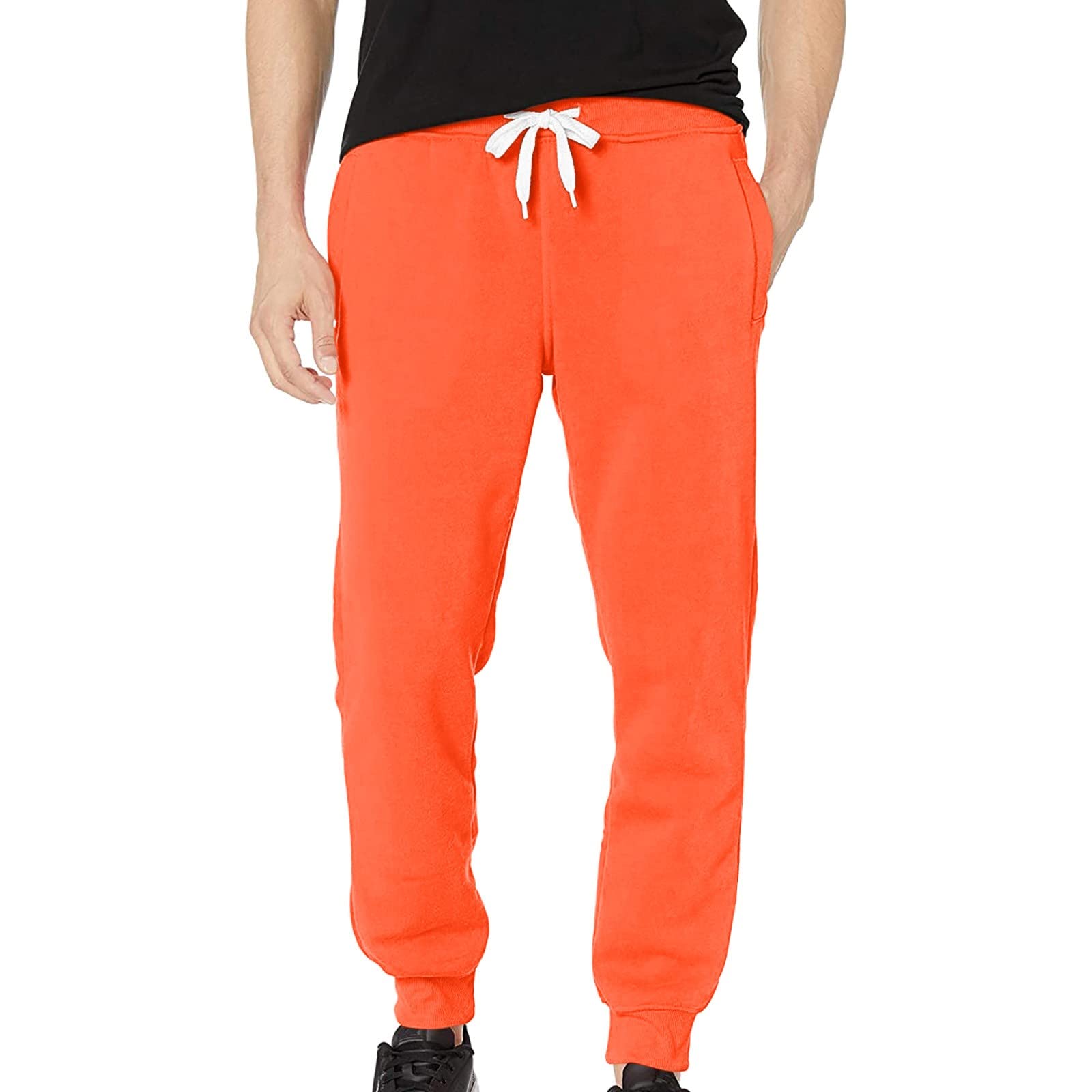 Men's Fleece Jogger Pants - Solid Color Casual Sweatpants with Elastic Waist for Running, Gym & Lounge Wear - Thickened Winter Activewear for Men