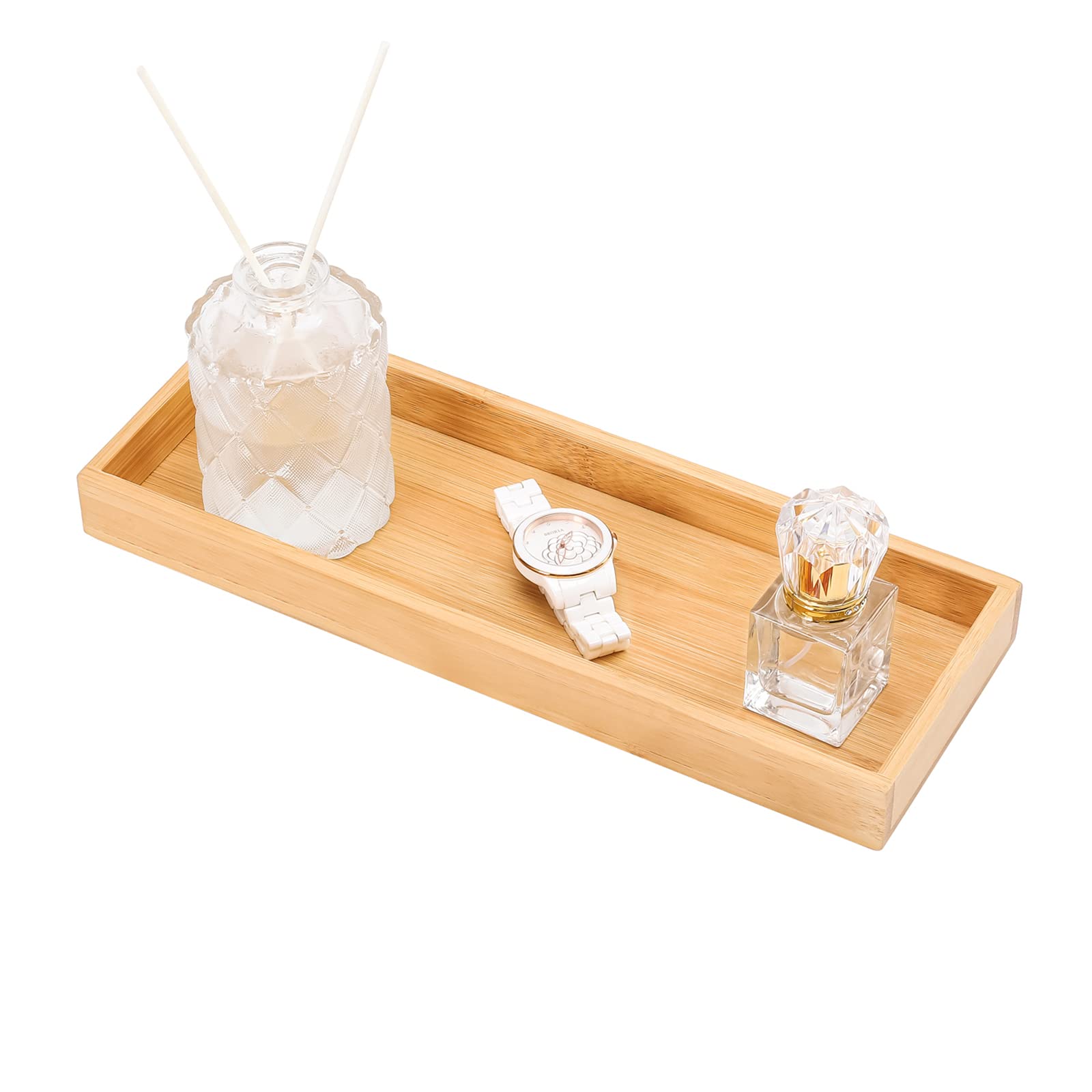 Non-Slip Vanity Tray & Butt Box - Rustic Bathroom Organizer for Toilet Tank & Countertop - Decorative Storage Tray for Makeup, Jewelry, Keys (Yellow, 4.6