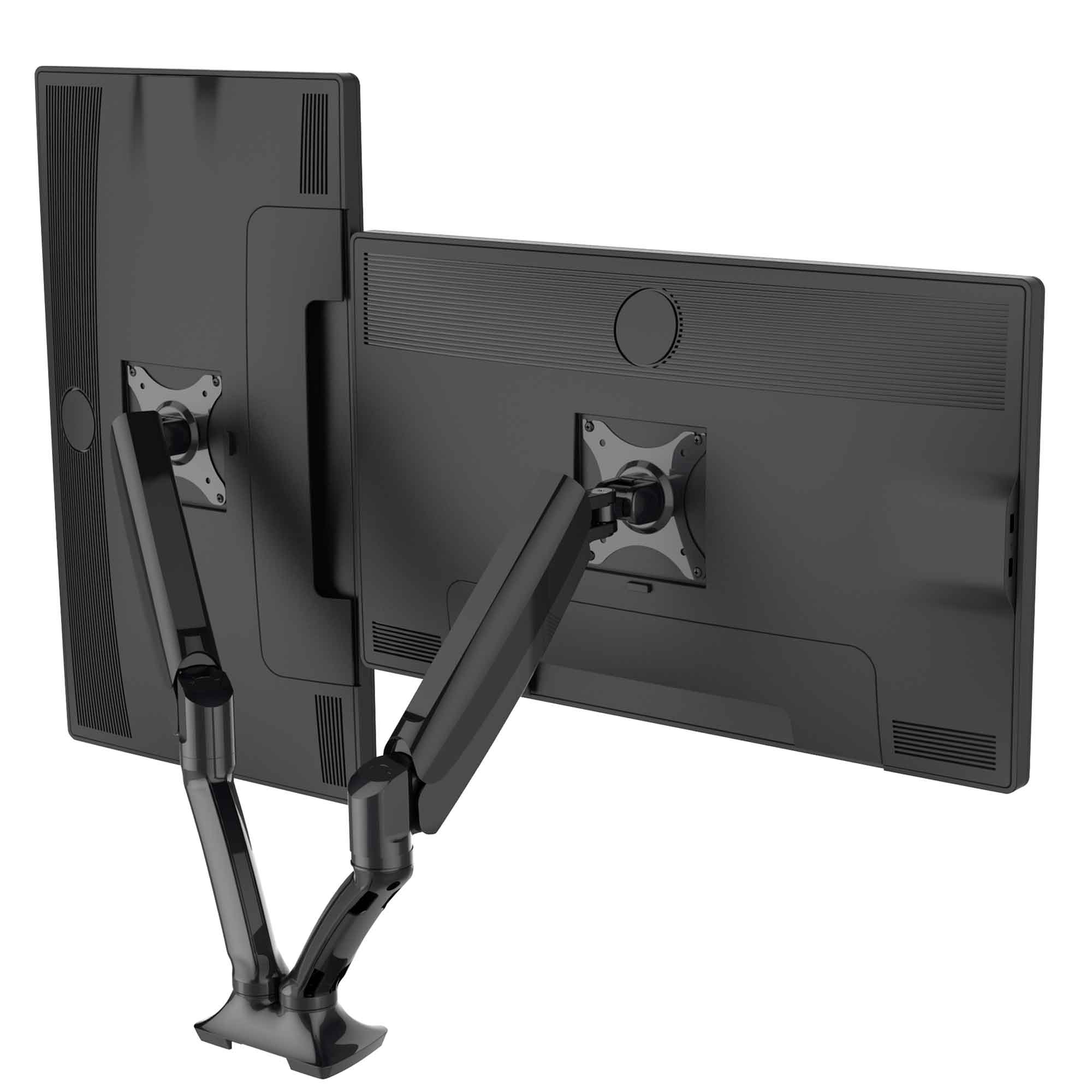 Dual Monitor Mount Stand - Adjustable & Rotating Arms for 10-27 Inch Screens, Heavy Duty 9kg Load Capacity, Black (DH25) - Perfect for Home Office, Gaming Setup & Workspace Ergonomics