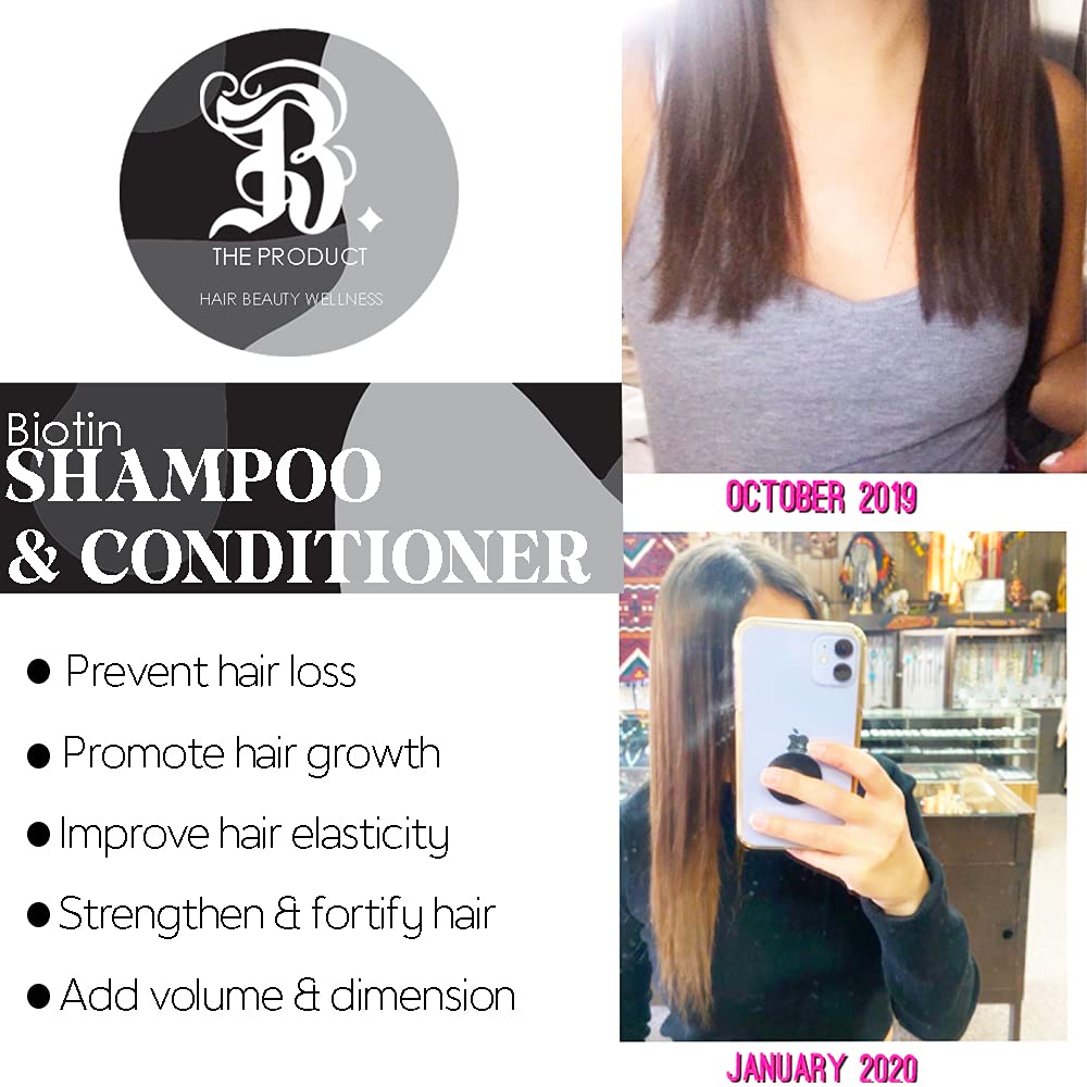 Biotin Shampoo and Conditioner Set for Hair Growth - Vitamin E, A, C & B Enriched Formula to Strengthen & Thicken Hair - Sulfate Free & Paraben Free (8.5oz) - Perfect for Thinning Hair, Damaged Hair & Daily Hair Care Routine