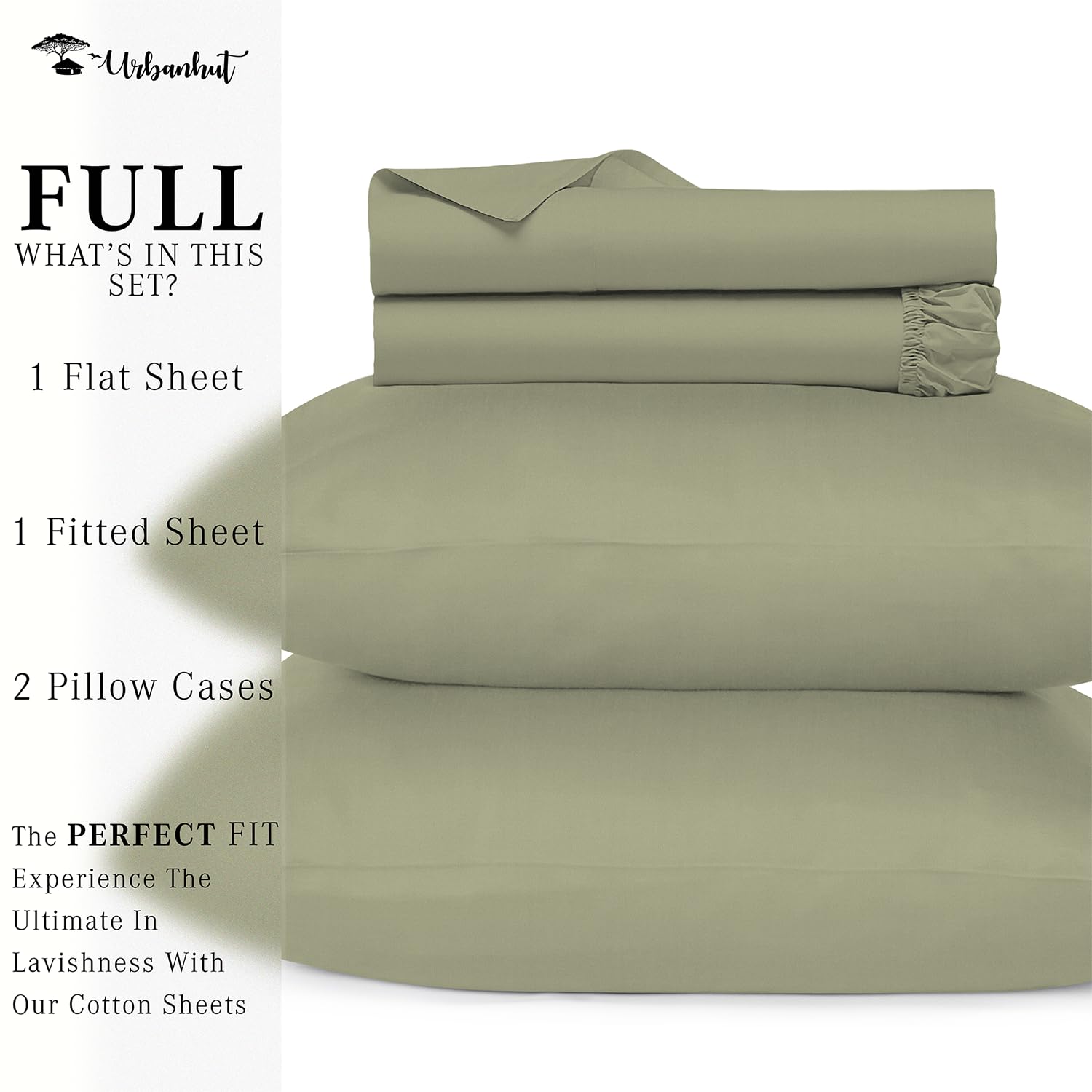 Premium 800 Thread Count Egyptian Cotton Sheets Set Full Size - 4 Piece Luxury Bedding with Sateen Finish for 16