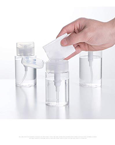 2 Pack 200ml Push Down Pump Dispenser Bottles for Makeup Remover & Nail Polish Remover - Refillable Cosmetic Liquid Container for Salon, Travel, Home Use