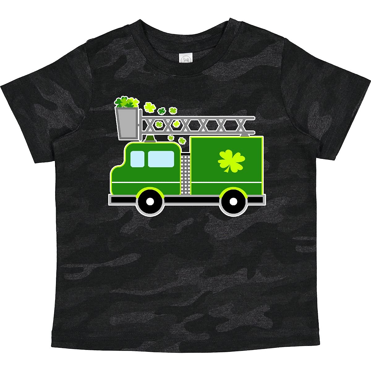 Inktastic St. Patrick's Day Fire Truck Green Shamrock Toddler T-Shirt - Cute Irish-Themed Outfit for Boys & Girls, Perfect for St. Paddy's Day Celebrations & Parades