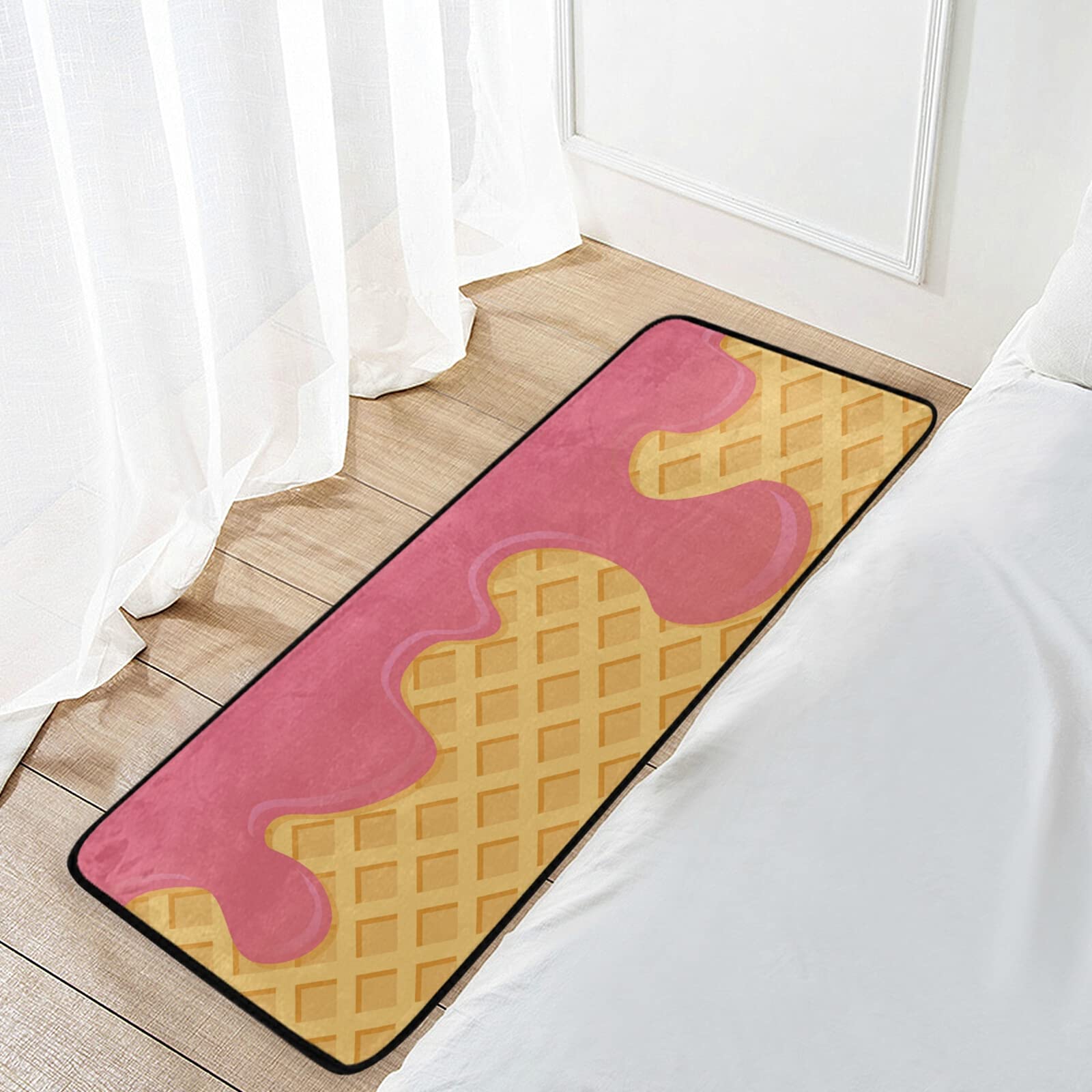 Washable Non-Slip Area Rug 39x20in - Soft Carpet for Bedroom, Living Room, Kitchen | Summer Ice Cream Design Sofa Runner | Perfect for Bedside, Floor Decor & Home Accents