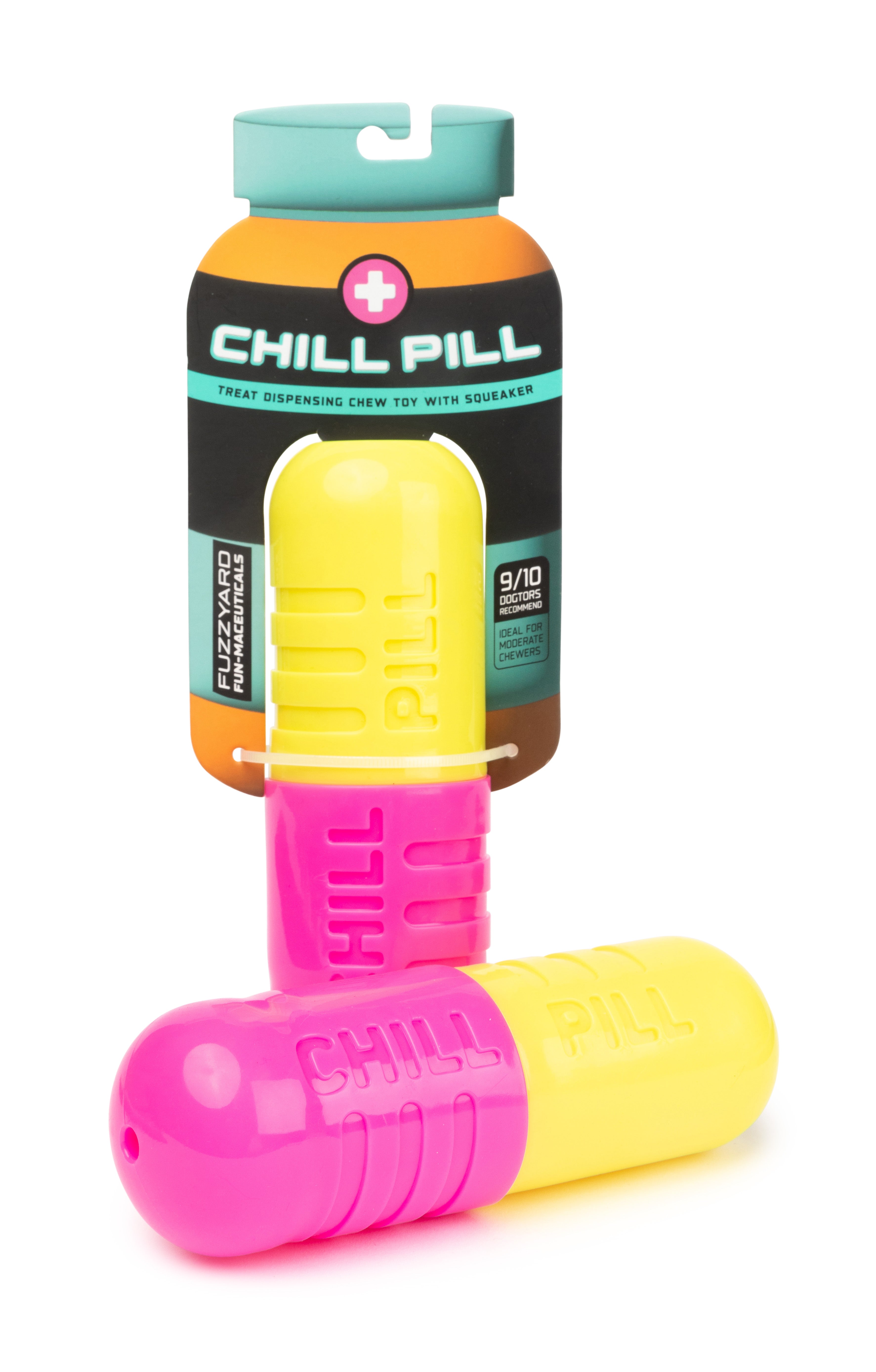 Interactive Dog Chew Toy with Treat Dispenser - Fuzzyard Chill Pill for Boredom & Anxiety Relief - Perfect for Training, Teething & Playtime