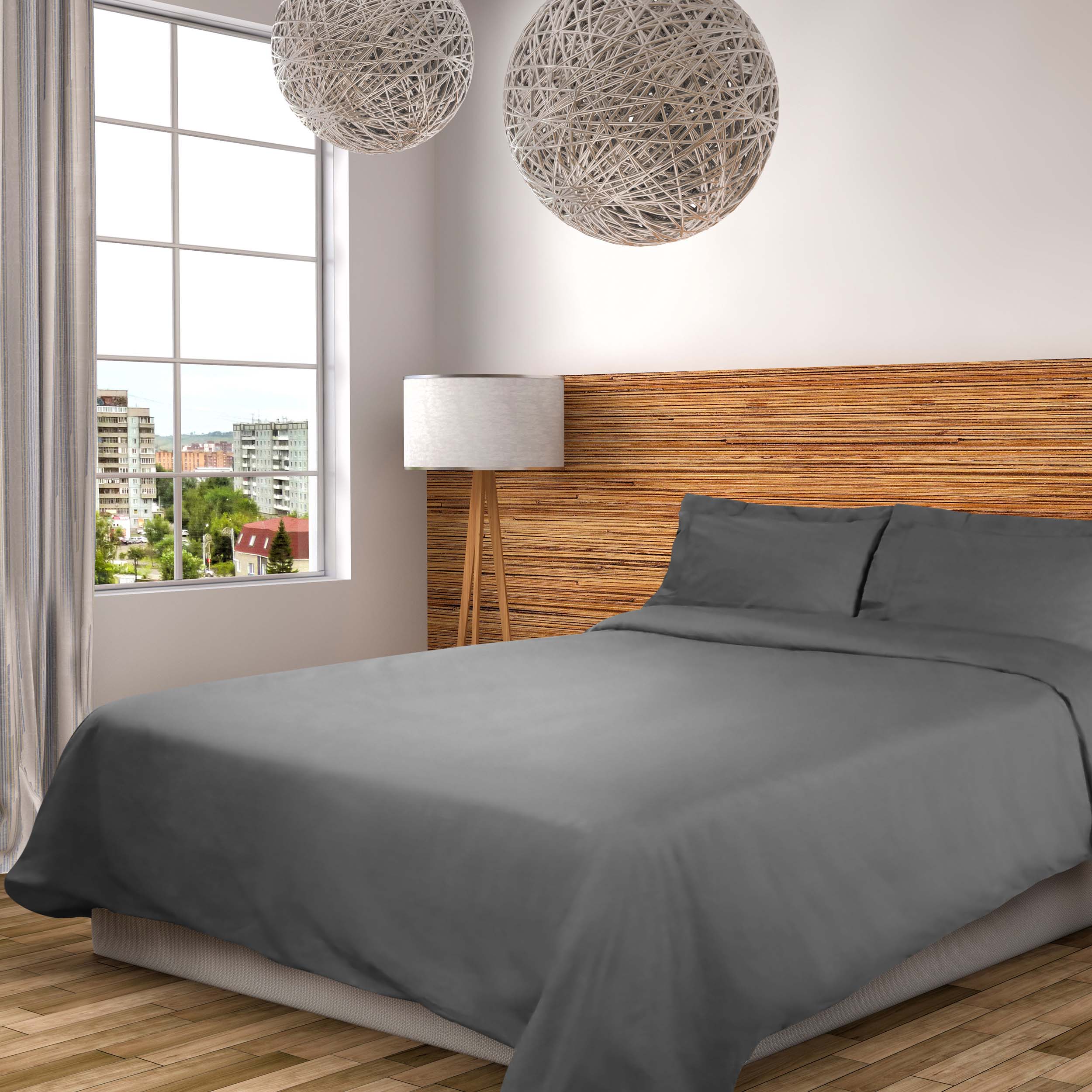 300 Thread Count Cotton Percale Solid Duvet Cover Set - Queen Size, Breathable & Soft Bedding Set for All Seasons - Perfect for Master Bedroom, Guest Room & Hotel Use