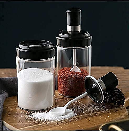 Premium Borosilicate Glass Honey Jar with Spoon - 16oz Oil Dispenser Bottle for Pickles, Ghee & Spices | Airtight Kitchen Storage Container | Perfect for Home Cooking, Meal Prep & Gift Giving