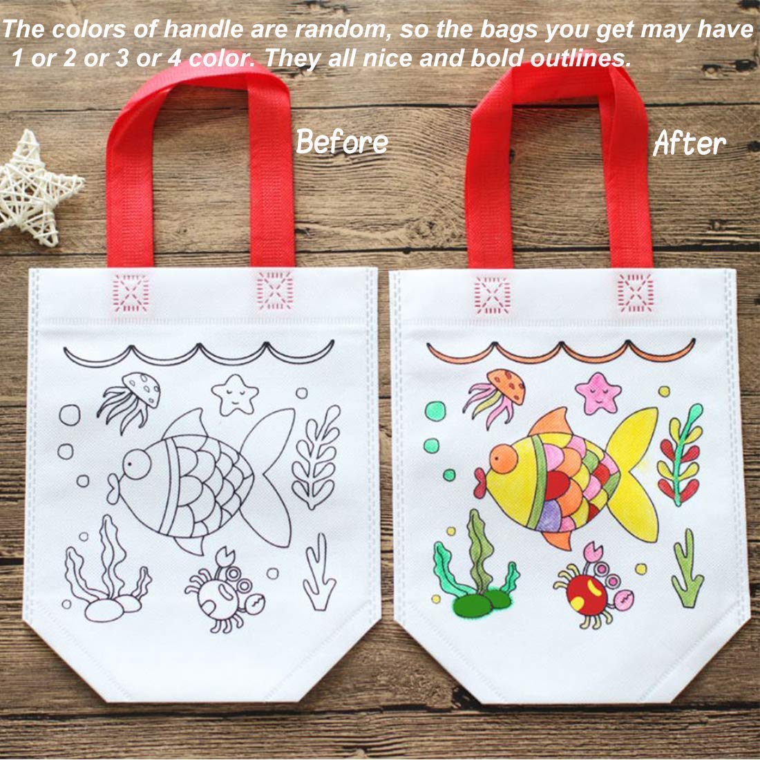 36-Pack Eco-Friendly Reusable Halloween Christmas Coloring Bags for Kids - Animal-Themed Party Favors & Guestbook Bags for Kindergarten, Birthday, School Events