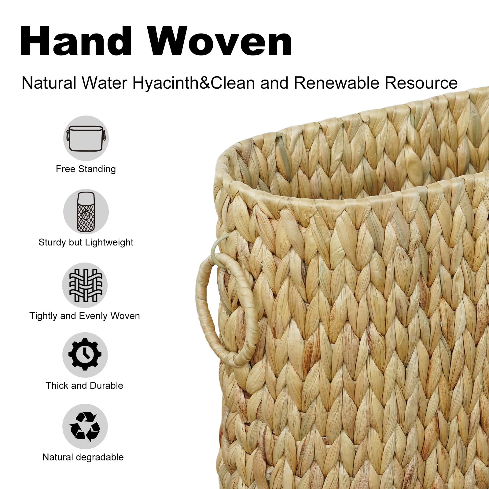 Water Hyacinth Toilet Paper Storage Basket - Large Bathroom Organizer Holds 9 Mega Rolls - Natural Woven Toilet Paper Holder for Bathroom, Vanity & Powder Room - Perfect for Home, Apartment & Guest Bath Decor