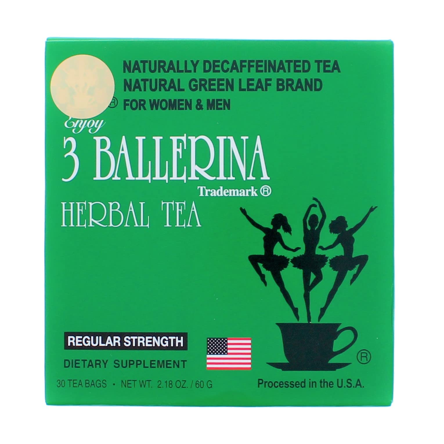 Three Ballerina Diet Tea for Men & Women - 30 Tea Bags | Herbal Weight Loss Support | Perfect for Detox & Metabolism Boost at Home or Office