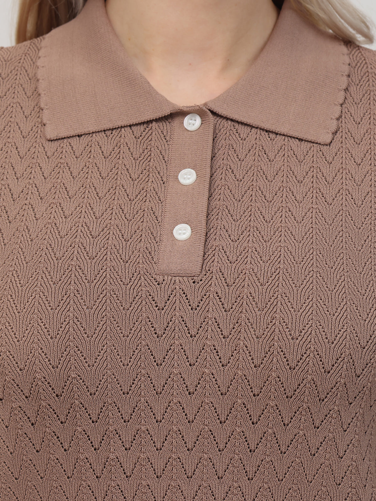 Jolene Women's Pointelle Polo Sweater - Soft Knit Pullover for Casual & Office Wear | Perfect for Layering in Fall & Winter