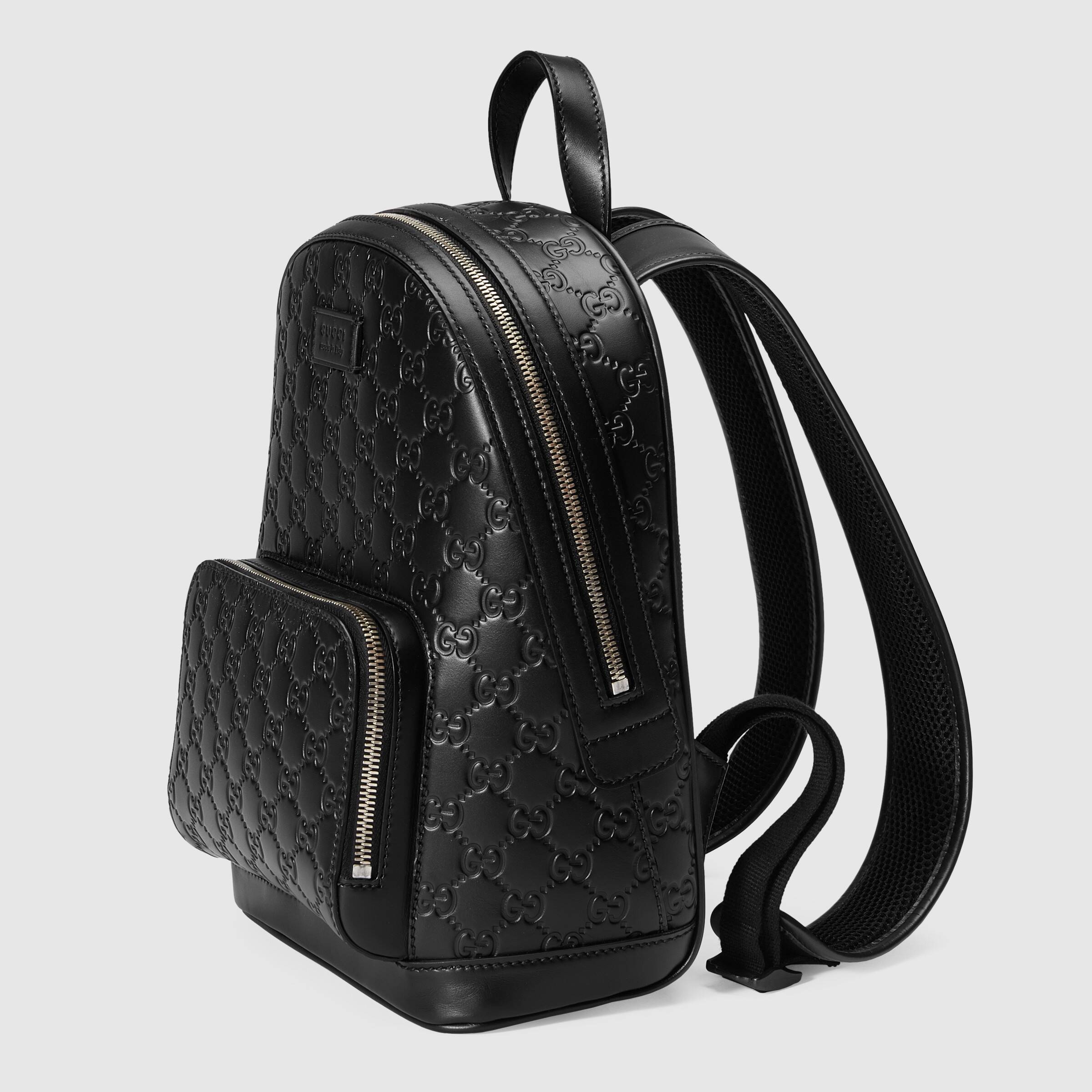 Gucci Signature Leather Backpack for Women & Men - Luxury Black Leather Backpack with Adjustable Straps - Perfect for Travel, Work & School