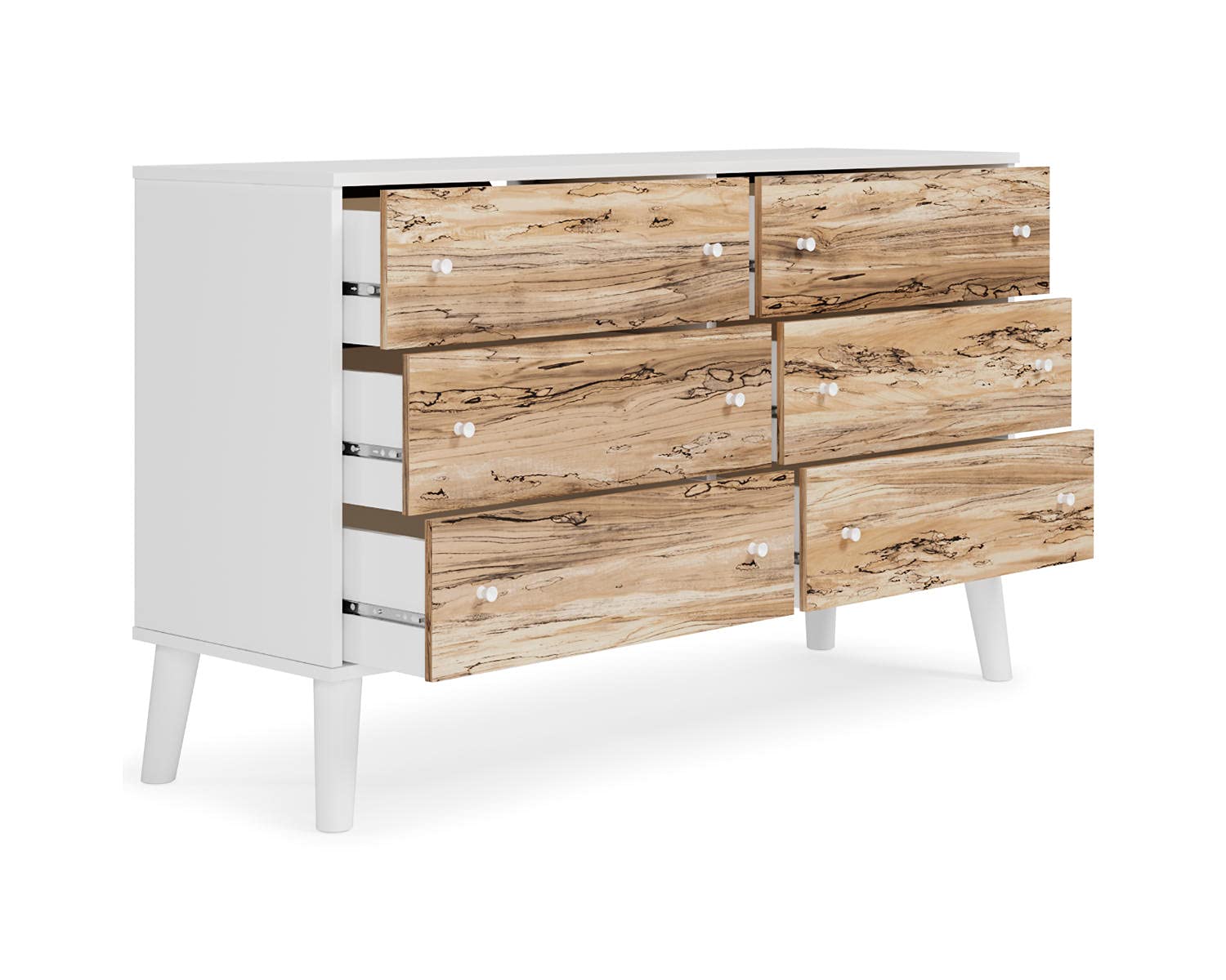 Signature Design by Ashley Piperton Scandinavian 6-Drawer Dresser - Two-Tone White Finish - Modern Bedroom Storage Solution for Home Organization & Decor