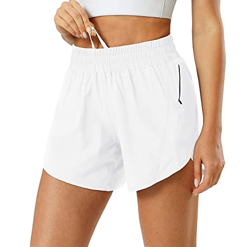 **Aurefin Women's Quick Dry Athletic Shorts - Elastic Waist & Zip Pockets - Perfect for Running, Workout & Sports Activities**