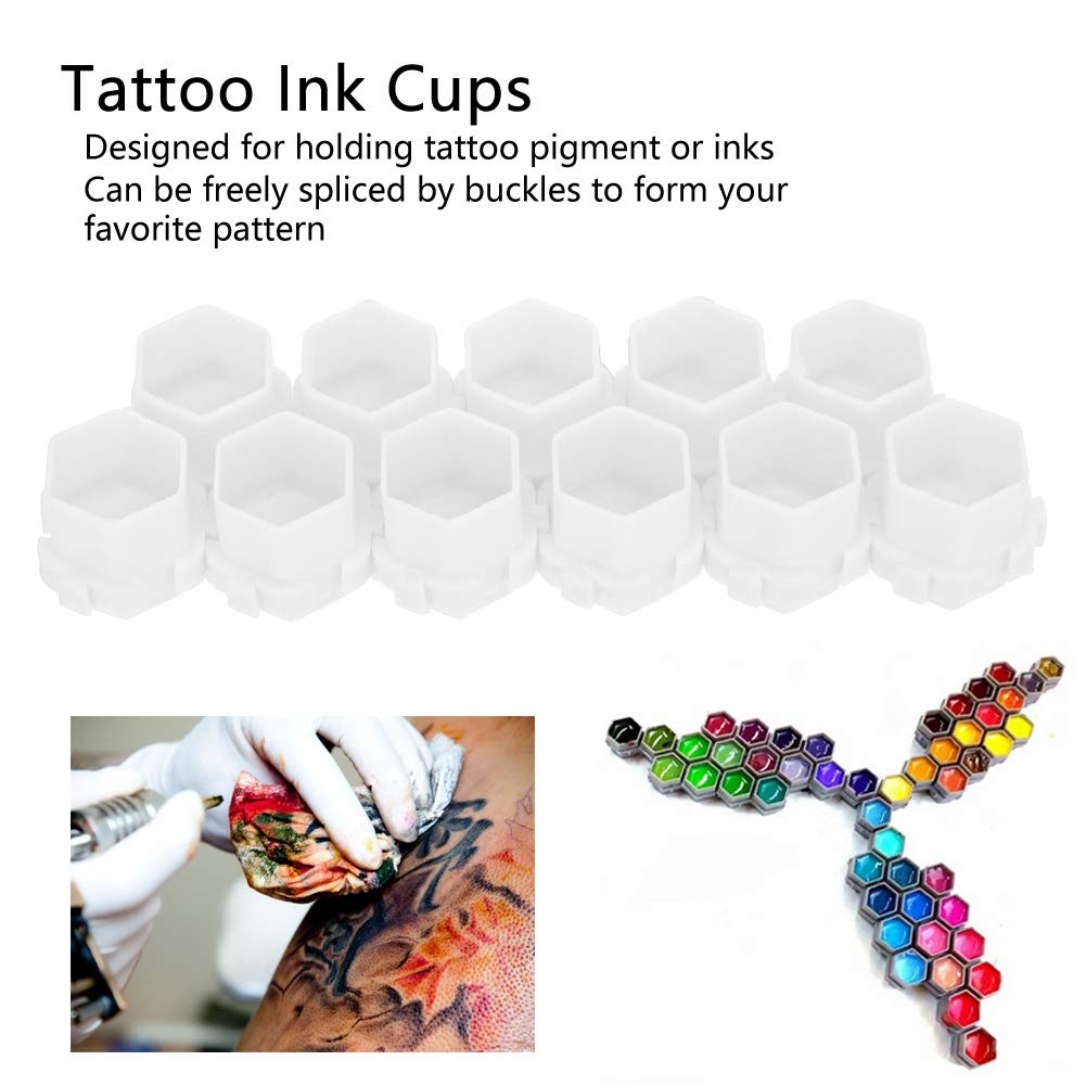 200Pcs White Tattoo Ink Cups - Disposable Pigment Holder for Tattoo Artists & Semi-Permanent Makeup | Empty Ink Storage Boxes for Professional Tattooing & Cosmetic Procedures