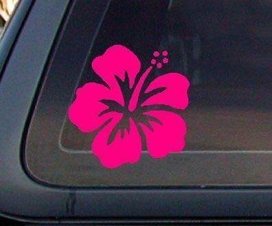 Premium Hawaiian Pink Hibiscus Flower Vinyl Decal Sticker - Waterproof Car Bumper Sticker (5 Inch) for Cars, Laptops, Windows & Outdoor Use