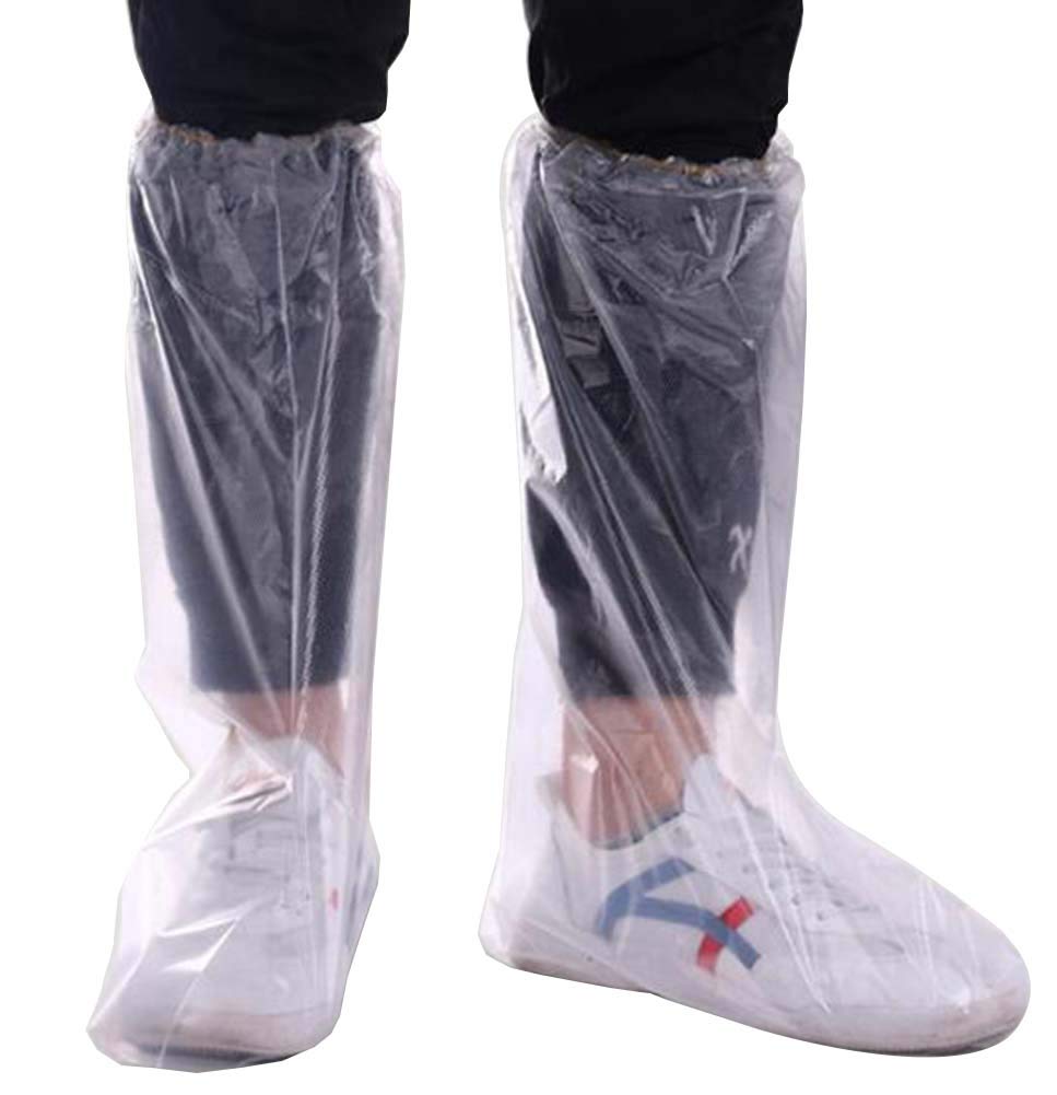 5 Pairs Clear Disposable Shoe Covers - Waterproof Boot Protectors for Medical, Painting, Cleaning & Home Use