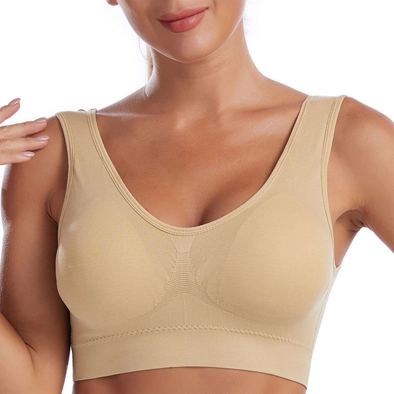Strapless Sports Bra with Padded Support - Seamless Bralette Top for Yoga, Running & Workouts - Stretchy Slim Fit Activewear for Women