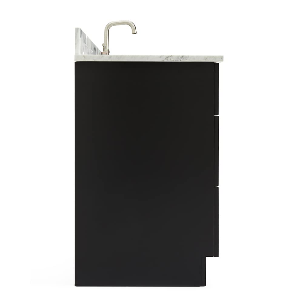 ARIEL Hamlet 49-Inch Oval Bathroom Vanity with Carrara White Marble Countertop in Black - Perfect for Modern Master Bathrooms and Guest Powder Rooms