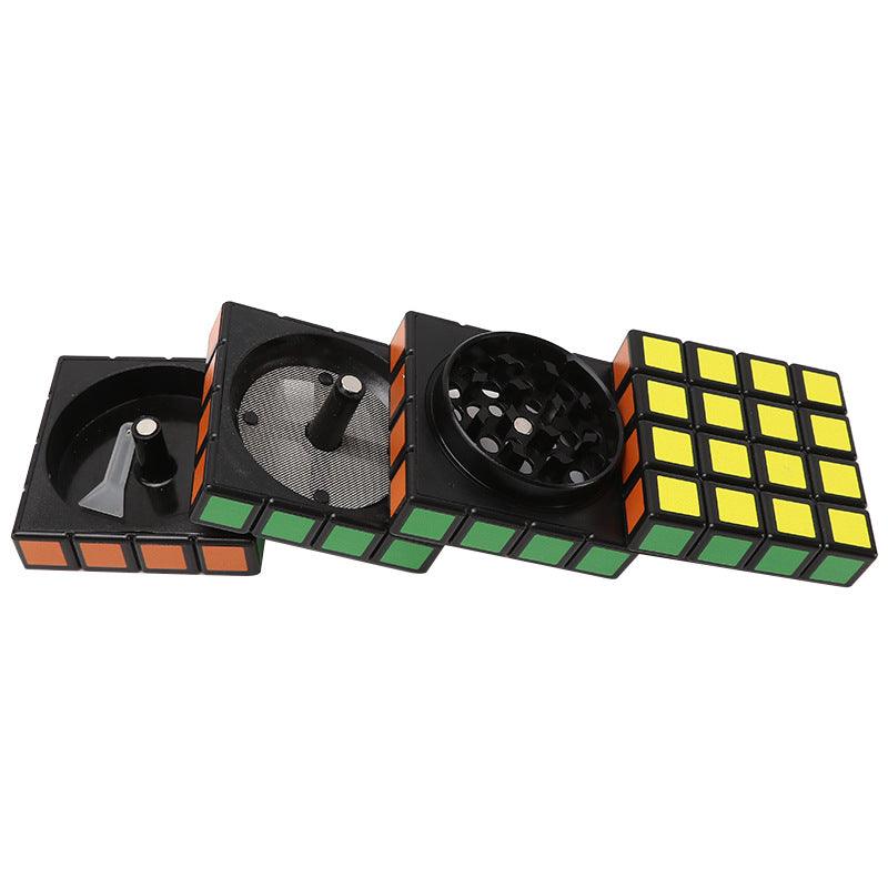 58MM 4 Layer Rubik's Cube Herb Grinder - Premium Metal Spice Crusher for Tobacco, Herbs & Spices - Perfect for Smoking, Cooking & Travel Use