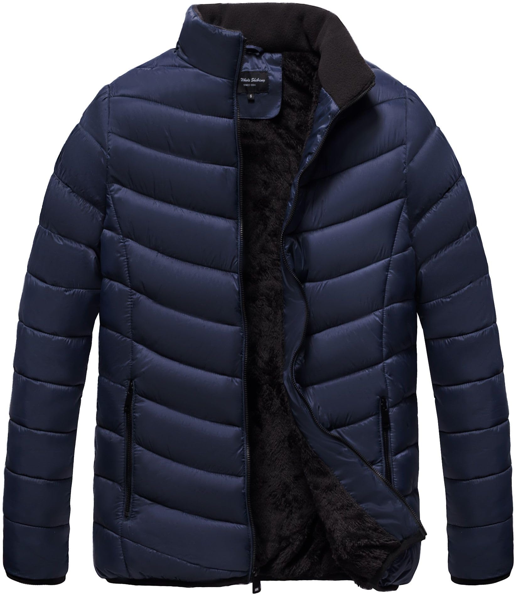 Quilted Men's Winter Bubble Puffer Jacket with Faux Fur Lining - Warm Cold Weather Coat for Outdoor Activities, Snowboarding & Casual Wear