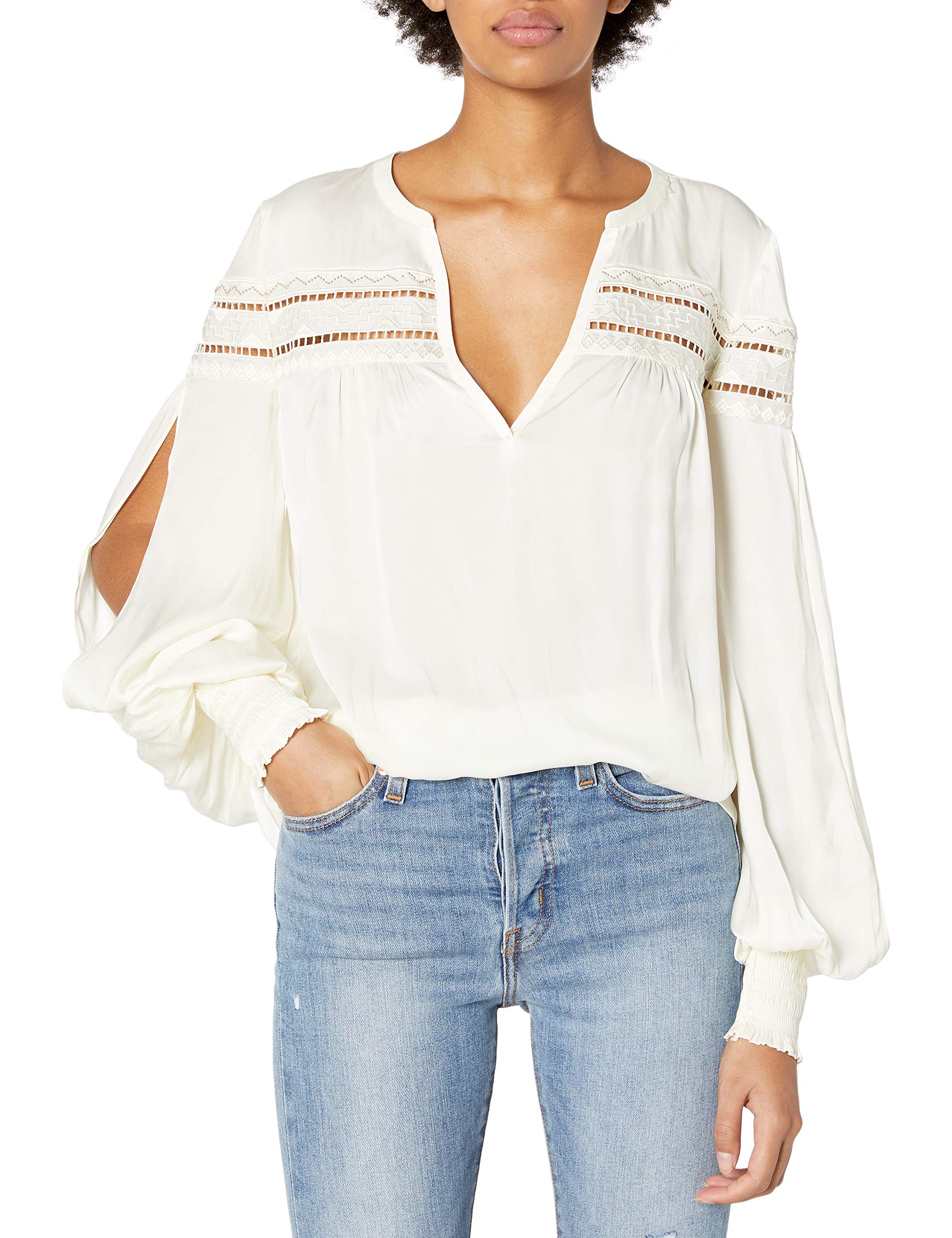 Ramy Brook Women's Maisy Long Sleeve Blouse - Soft Stretch Casual Tops for Work & Everyday Wear | Flattering Fit for Office, Date Night & Weekend Outfits