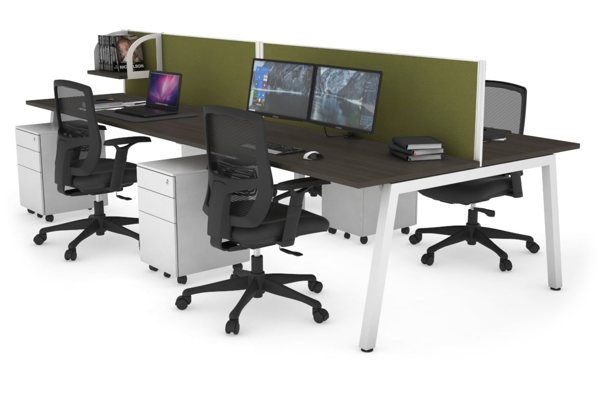 Quadro 4-Person Office Workstation Desk - 1600L x 700W Dimensions - Perfect for Team Collaboration, Open Office Spaces & Shared Workstations