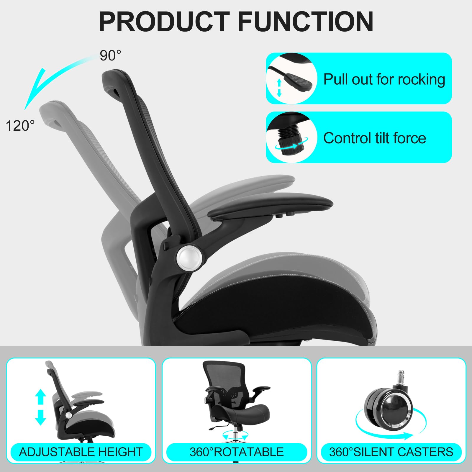 Big and Tall Office Chair for Heavy People - 400lbs Weight Capacity, Ergonomic Desk Chair with Wide 3D Foam Seat & Mesh Back, Lumbar Support Executive Task Chair - Perfect for Home Office, Gaming, and Long Work Sessions - Black