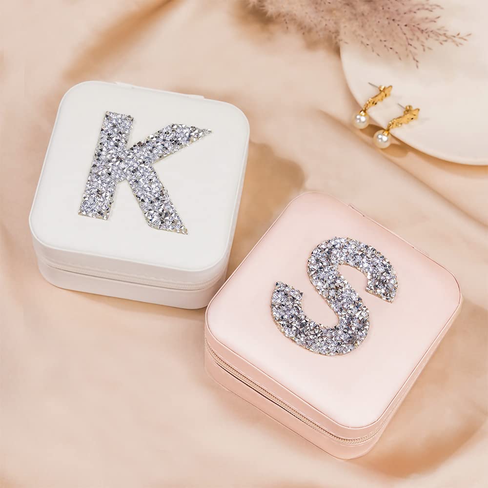 Personalized Monogram Jewelry Box for Women - Custom Initial Letter Jewelry Organizer with Multiple Layers for Earrings, Rings & Necklaces - Perfect Wedding, Engagement, Birthday Gift - Great for Travel, Home Storage & Special Occasions