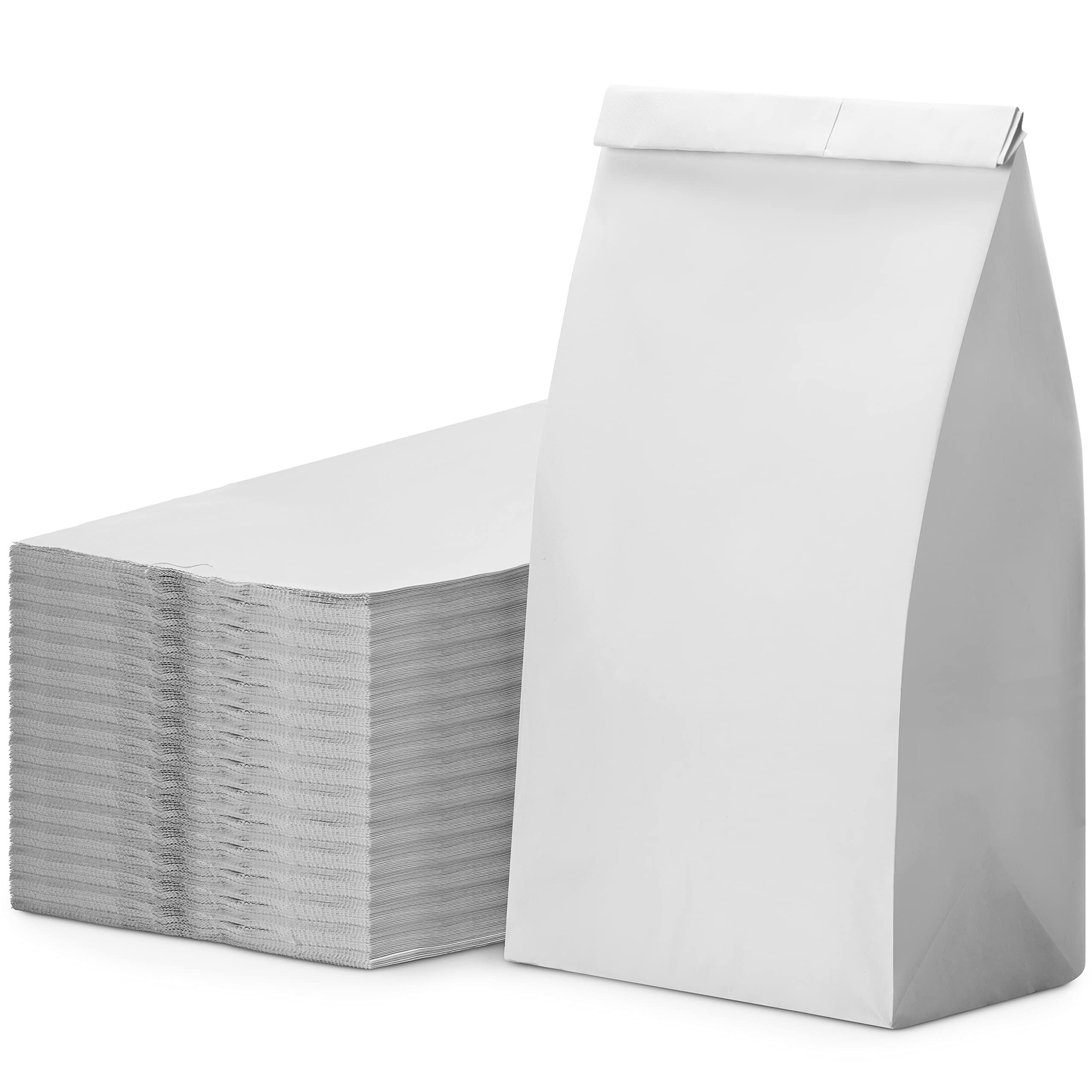 Premium Kraft Paper Bags 10 Lb - Heavy Duty White Food Bags for Snacks, Lunch, Sandwiches, Pastries, Popcorn & Groceries - Bulk Party Favor Bags 6.5