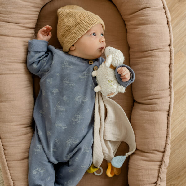FehnNATUR Sensory Sheep Comforter - Soft Plush Baby Blanket for Newborns & Toddlers | Calming Sleep Aid for Nursery, Stroller & Travel | Organic Cotton Security Blanket for Soothing & Comfort