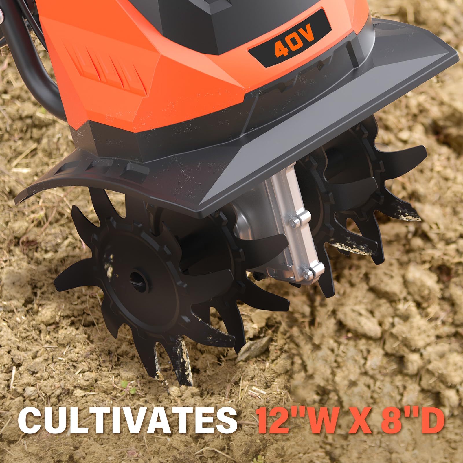 MAXLANDER 40V 12-Inch Cordless Garden Tiller Cultivator - Brushless Motor, 280 RPM, 4 Steel Tines, Includes 2x4.0Ah Batteries & Charger - Perfect for Weeding, Soil Aeration & Small Garden Bed Preparation