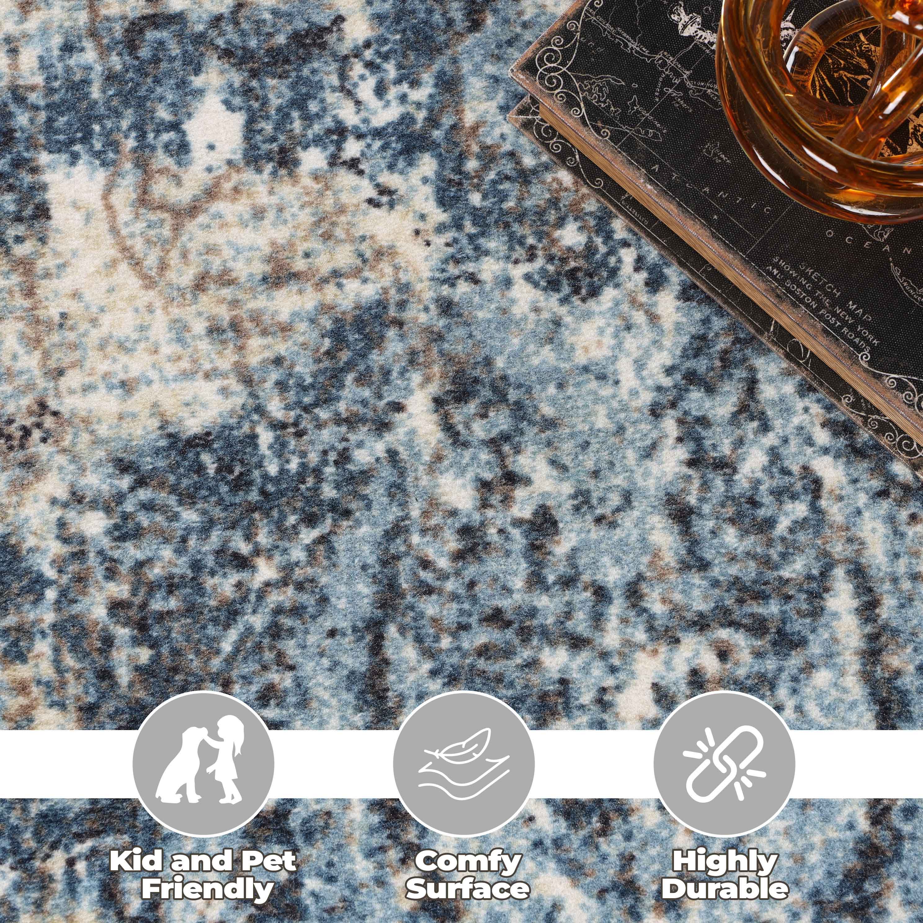 Salford Modern Medallion Non-Slip Indoor Area Rug - Soft Living Room Carpet, Bedroom Floor Mat for Home Decor & Comfort