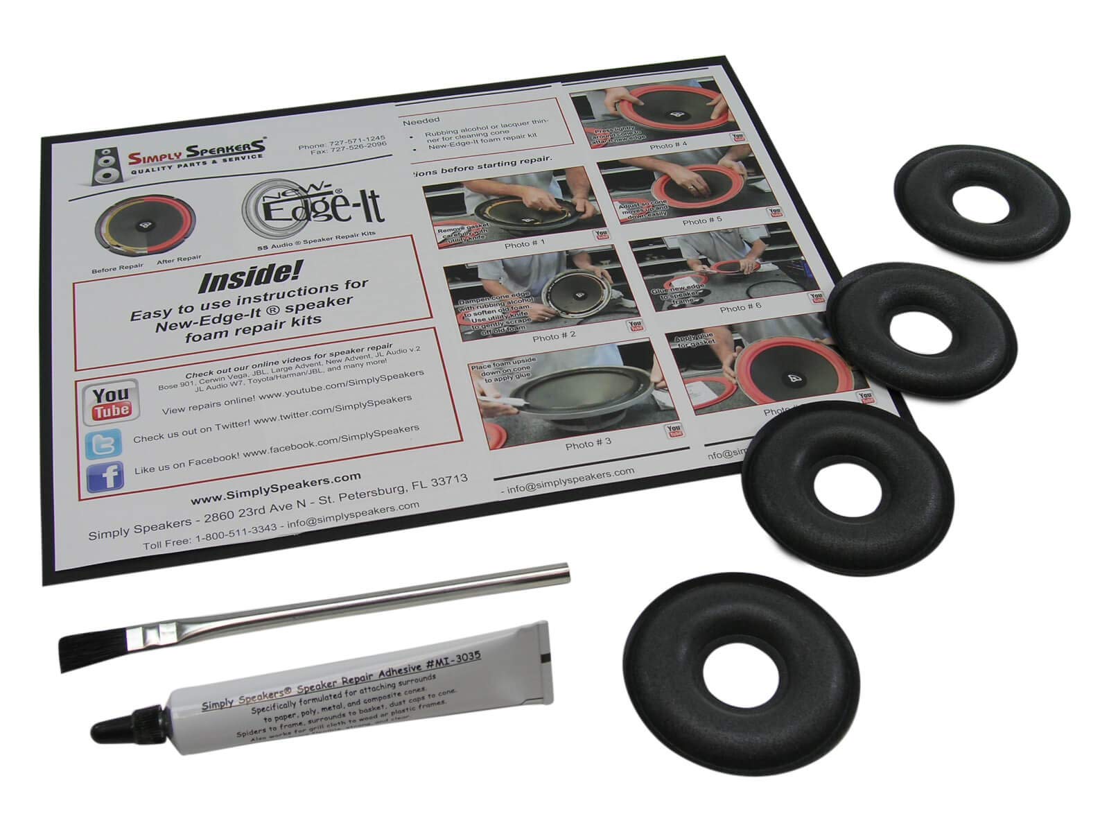 KEF Center Donut Foam 4-Pack Speaker Repair Kit for Models 102, 103, 104, 105, 107, FSK-KEF - Perfect for Home Audio System Maintenance