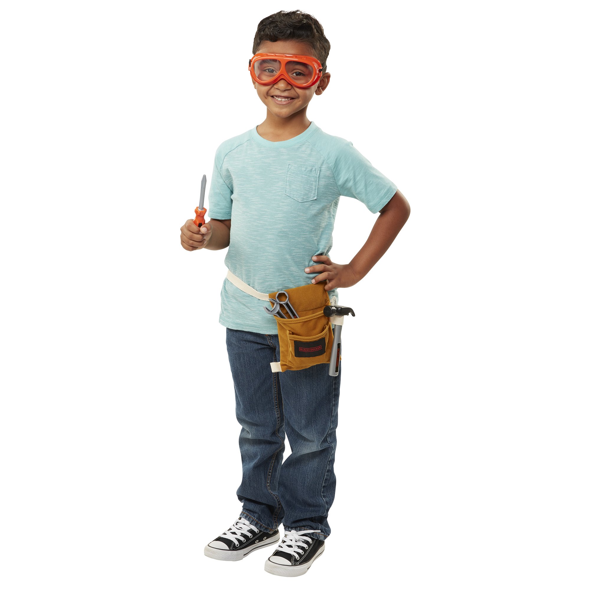 Black & Decker Junior 14-Piece Toy Tool Belt Set for Kids - Pretend Play Construction Tools with Storage Bag - Perfect for DIY Role Play, Birthday Gifts & Early Learning Development